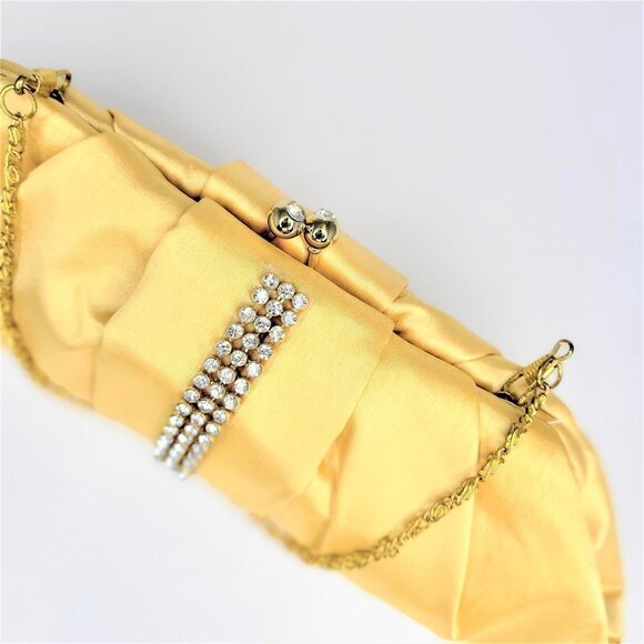 Gold Yellow rhinestone Clutch Purse - Picture 6 of 7